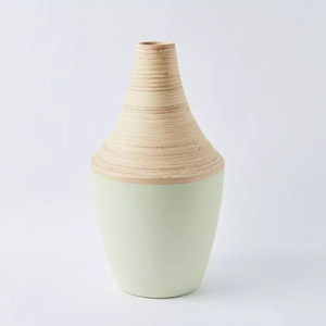 Vase à fleurs en bambou tissé artisanal bicolore, best-seller, vase décoratif minimaliste pour table, adapté à la décoration de la maison et des hôtels - Product Image 1
