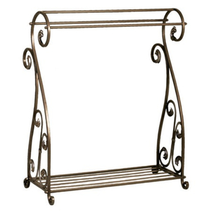 Iron Freestanding <b>Towel</b> Stand Antique Style Metal Bathroom <b>Towel</b> <b>Rack</b> Holder Ornate Scrollwork Design <b>Towel</b> Home Bathroom Decor - Product Image 3