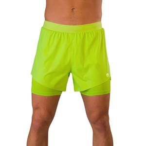 กางเกงขาสั้นออกกำลังกายผู้ชาย Flex 2 in 1 พร้อมซับในรัดรูป แห้งเร็ว เหมาะสำหรับวิ่ง ฟิตเนส เล่นกีฬา รับผลิตตามแบบ (OEM) ขายส่ง ขนาดตรงตามไซส์ - Product Image 1