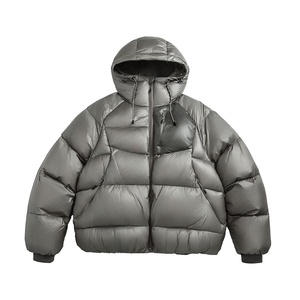 <b>Top</b> Selling Custom Technical Ripstop Hooded Puffer Jacket Geometric Quilted Winter Coat Glossy Nylon Bubble Jacket - Product Image 3
