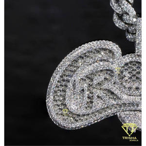 <b>Custom</b> Rhodium Plated Moissanite Graffiti <b>Name</b> Pendant Hip Hop Cuban Link Chain Luxury <b>Necklace</b> for Men GIA Certified Gift - Product Image 2