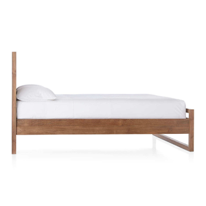 Base de Cama Doble de Madera de Teca Sólida con Acabado Natural y Diseño Minimalista para Decoración de Dormitorios - Product Image 3
