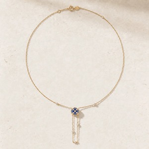 Collar de Oro Amarillo de 9K con Perlas de Agua Dulce y Madreperla Azul y Blanca, Diseño Floral, para Mujer, Joyería Fina, Venta al Por Mayor - Product Image 1