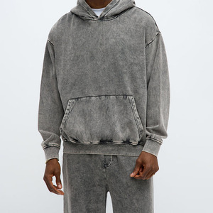Sudadera con Capucha Gris Vintage para Hombre, con Tachuelas, Borde Deshilachado, Estilo Grunge, Oversize, de Salamons Wears - Product Image 1