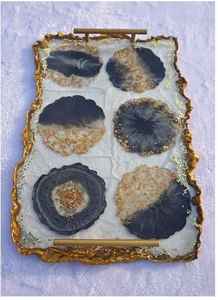 Nouveau dessous-de-verre rond personnalisé en résine avec fleurs séchées et étoiles de mer - Sous-verres et tapis en bois pour tasses à thé, décoration d'intérieur unique - Product Image 6