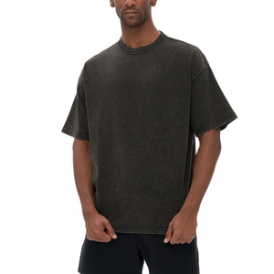 Wholesale Customized Heavyweight 100% Cotton High Street Style Eco-Friendly Boxy fit <b>Acid</b> Washed <b>Drop</b> Shoulder Men's T-shirts - Product Image 5