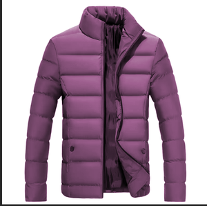 Zipper Front Stand 100% Nylon Puffer <b>Jacket</b> Men Stylish Thick Padded Winter Outerwear Trendy Casual <b>Warm</b> Lightweight Travel Coat - Product Image 2