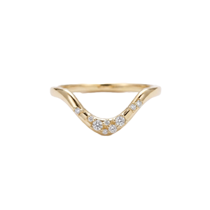 Bague de mariage en or massif 9K 10K 14K 18K avec diamant de laboratoire rond ondulé en forme de chevron, couleur DEF, clarté VS VVS, certifiée IGI - Product Image 3