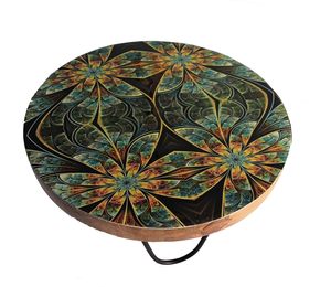 Base Redonda de Madera con Diseño Floral Tropical Bohemio para Pastel, Decorativa y Multiusos para Decoración del Hogar o Mesa de Centro - Product Image 2
