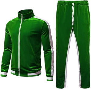 Conjunto Deportivo de Terciopelo Verde Kelly Vibrante para Hombre: Conjunto de Dos Piezas de Lujo para Deporte y Estilo Urbano - Product Image 2
