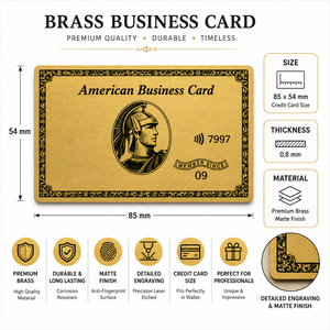 Tarjeta de Visita Americana de Latón Rectangular con Grabado y Impresión Digital, Regalo Empresarial Moderno de Metal - Product Image 6