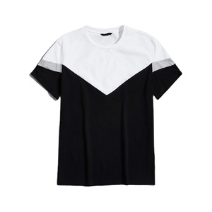 เสื้อยืดคอกลมผู้ชายสีสันตัดกันรุ่นล่าสุด เสื้อผ้าผู้ชาย เสื้อยืดแขนสั้นสำหรับฤดูร้อน - Product Image 1