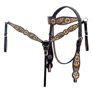 Conjunto de cabezada y pechopetral de lujo estilo western, diseños premium para caballos, conjunto de arreos de lujo para caballo de tracción completo, juego completo. - Product Image 3