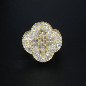 Best Quality <b>Silver</b> Moissanite Hip Hop <b>Ring</b> with Smooth Finish Flower Shape for <b>Men</b> Women Daily Wear and Party Wear Use - Product Image 1