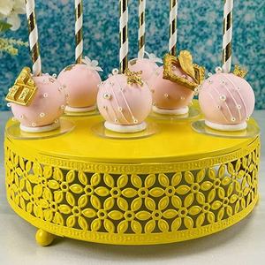 Support à gâteau décoratif moderne en métal doré, plateau de service rond sur piédestal pour cupcakes, pâtisseries, desserts et événements spéciaux - Product Image 1