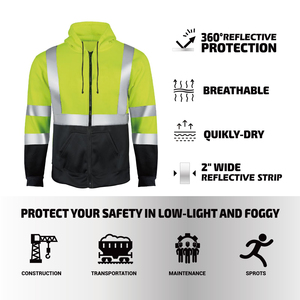 Chaqueta de Seguridad de Alto Contraste con Franjas Reflectantes, Diseño de Cierre Completo, Resistente a la Suciedad, Ropa de Trabajo Industrial, Prendas de Seguridad - Product Image 4