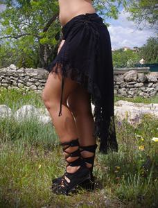 Jupe légère pour femme style bohème, asymétrique, ajustable, en dentelle féerique et coton fluide, idéale pour les festivals et les soirées, au prix d'usine - Product Image 2