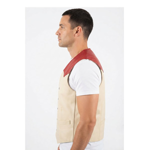 Men's Genuine Cowhide Leather Waistcoat Men Leather Vest With Button Up <b>Boys</b> V-Neck Office Wear Leather Waistcoat - Product Image 3