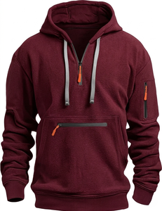 Pullover Hoodie Zipped Pocket <b>Fleece</b> Long Sleeve Tracksuit Tops Cuff Overhead Shirts Hooded Slim Fit Fashion Classic <b>Work</b> Hoody - Product Image 3