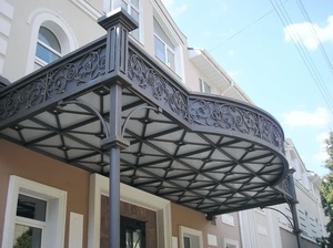 Auvent en fer européen avec toit en verre, résistant aux UV, imperméable, mobilier d'extérieur décoratif, auvent métallique pour entrée de villa - Product Image 3