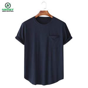 T-shirts décontractés bleu marine à poches pour hommes, coupe incurvée, manches retroussées, respirants, vente en gros, fabricant pour les États-Unis et l'Europe - Product Image 3