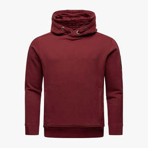 Custom Logo Heavyweight Cotton <b>Men's</b> Pullover <b>Hoodie</b> High Neck <b>Burgundy</b> Fleece Sweatshirt Oversized Blank Plain Winter <b>Hoodie</b> - Product Image 1