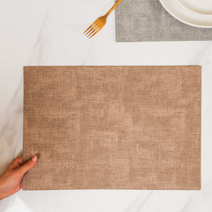 Leather <b>Rectangle</b> <b>Placemats</b> Solid Color Non-Slip Table Mats Brown and Dark Brown Set for Dining Custom requirements - Product Image 5
