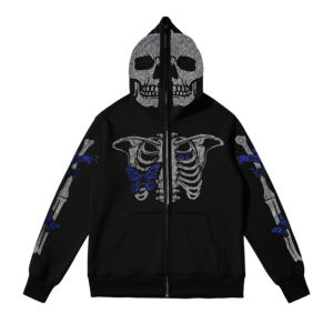 High Quality 100% Cotton Design Custom Men Print Blank Full Face Zip Hoodies Multicolour Hip Hop Hoodies - Product Image 3