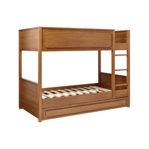 Modern Solid Teak <b>Wood</b> <b>Bunk</b> <b>Bed</b> With Trundle <b>Bed</b> Wooden Triple Sleeper <b>Bed</b> Frame Bedroom Furniture - Product Image 5