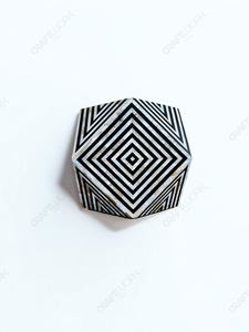 Muebles de Comedor de Madera Maciza con Incrustaciones de Hueso Negro, Diseño Geométrico con Patrón de Diamante Óptico Hecho a Mano, Muebles de Lujo para Sala de Estar - Product Image 2