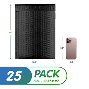 Confezione da 25 Buste Imbottite Nere Autosigillanti 10,5 X 15 Pollici, Buste Resistenti per Spedizione di Tappetini e Imbottiture - Product Image 2