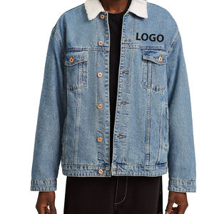 Nueva Chaqueta de Lona con Logotipo Personalizado de Alta Calidad 2026, Diseños OEM, Chaqueta Vaquera de Invierno para Hombre, Chaqueta de Mezclilla Azul con Cremallera y Forro Polar - Product Image 4