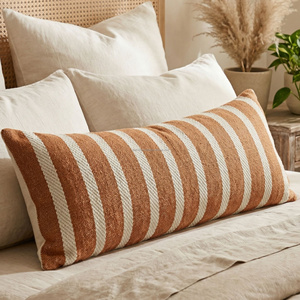 Housse de coussin lombaire longue tissée à la main vert sauge et ivoire, à rayures verticales texturées, pour lit et canapé, décorative - Product Image 3