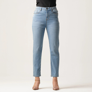 Jeans de Mezclilla Rectos, Transpirables y Ecológicos de Alta Calidad para Mujer, Resistentes a la Decoloración, Cómodos y Casuales, Pakistán - Product Image 1