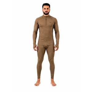 Ensemble de sous-vêtements thermiques pour homme en laine mérinos 120 GSM avec fermeture éclair 1/4, personnalisable avec étiquette privée, pour la chasse - Product Image 1