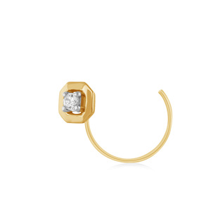 Flower Shape Lab Grown <b>Diamond</b> <b>Nose</b> Pin 14K Gold Plated Luxury <b>Stud</b> Women's Everyday Wear Claw Setting Round Brilliant Cut - Product Image 2