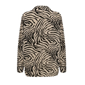 Blusa Ecológica de Algodón Satinado con Estampado de Cebra para Mujer, Cuello en V, Manga Larga, Corte Holgado, Tallas Grandes, Ropa de Verano 2026 - Product Image 2