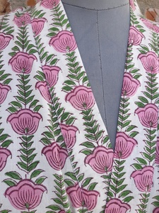 Kimono en coton imprimé à la main, style plage et hiver, avec cordon de serrage, motif floral indien, prix d'usine - Vente chaude - Product Image 3