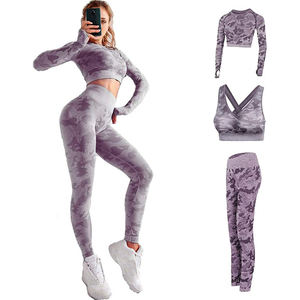 Ensemble de yoga trois pièces réversible grande taille pour femmes, couleur unie, taille haute, vêtements de sport, tenue de gym, séchage rapide, vêtements de sport actifs - Product Image 1