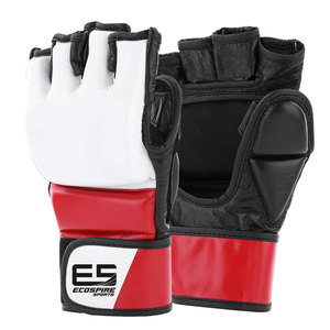 Gants de MMA pour adultes en cuir véritable avec logo personnalisé, demi-doigts, évacuation de l'humidité, fermeture auto-agrippante - Product Image 1