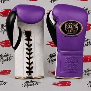 Gants de boxe professionnels en cuir véritable, best-sellers, No Boxing No Life, couleur bleu ciel et blanc, pour usage universel - Product Image 5