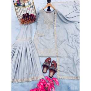 Conjunto Elegante de Top y Pantalones Plazzo con Dupatta de Diseño para Mujer - Product Image 5