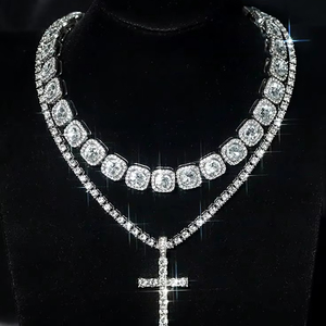 Chaîne Tennis Miami en Argent Sterling 925 pour Homme, Style Hip Hop, entièrement sertie de Moissanite, Collier de Luxe Plaqué Or 18K, Cadeau USA UK - Product Image 1