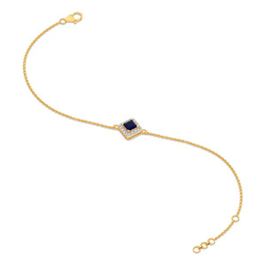 Bracelet en diamant Halo Midnight Square avec double chaîne en or jaune et design géométrique central audacieux - Product Image 4
