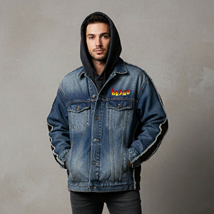 Top Trending Acid Wash Custom Design Denim <b>Jacket</b> for <b>Man</b> 100% Cotton Vintage Wash Wool-Lined Windproof <b>Men's</b> Denim <b>Jacket</b> - Product Image 1