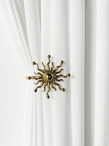 Elegant <b>Gold</b> Sunburst <b>Curtain</b> <b>Holdback</b> Hook Decorative Wall Mounted Drapery Holder For Special Occasion And Home Decor Styling - Product Image 4