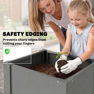 Gray 1.4 X 1.4 X 1.5 ft Raised Garden Bed Galvanized <b>Planter</b> <b>Box</b> for Outdoor Gardening for Vegetables Flowers Herbs Gloves - Product Image 6