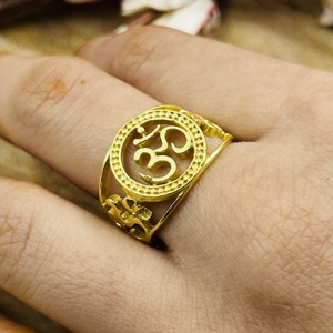 Trendy Design Om Boho Brass Wedding Jewelry Women 18k Gold Plated Religious Spiritual Yoga <b>Statement</b> <b>Ring</b> Wholesale/OEM/ODM - Product Image 1