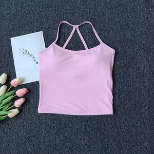 Summer Sports Vest with Chest <b>Pads</b> for Women, Nude-Feel <b>Running</b> Fitness Sports Bra Yoga Top - Product Image 2