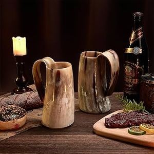 Taza de Cerveza Ecológica Hecha a Mano de Lujo con Esmalte Sólido/Patrón de Corazón, Forma Natural Pulida para Regalo o Uso Doméstico - Product Image 2